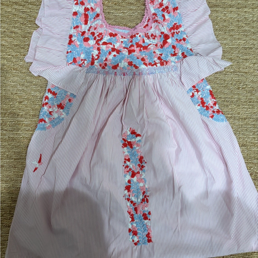 Mi Golondrina Pink and Red Embroidered Top